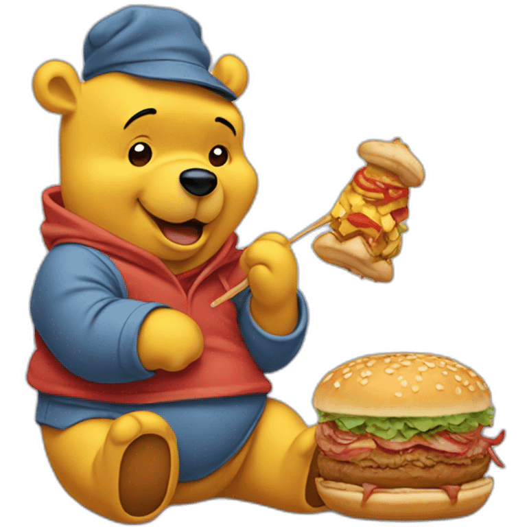 Winnie the pooh with kebab emoji