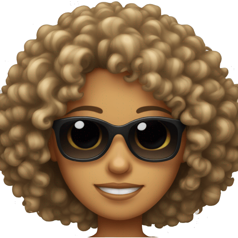 curly haired girl tanned with sunglasses emoji