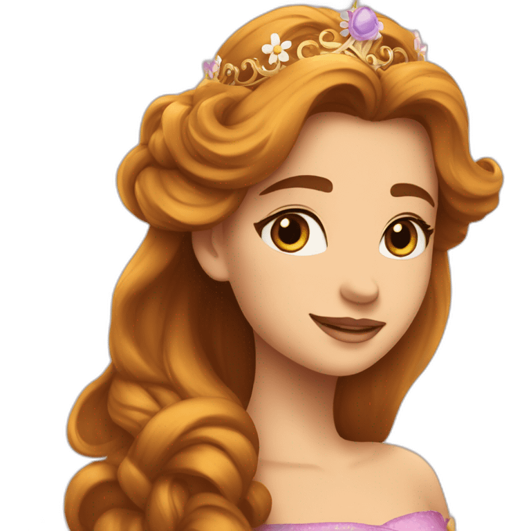 Princesse daisy with à crown with à orge dress and long hair emoji