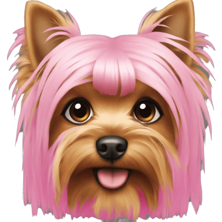 Yorkie dyed pink emoji