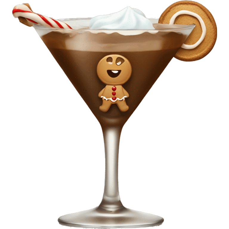 Tiny Gingerbread man in a gingerbread martini emoji