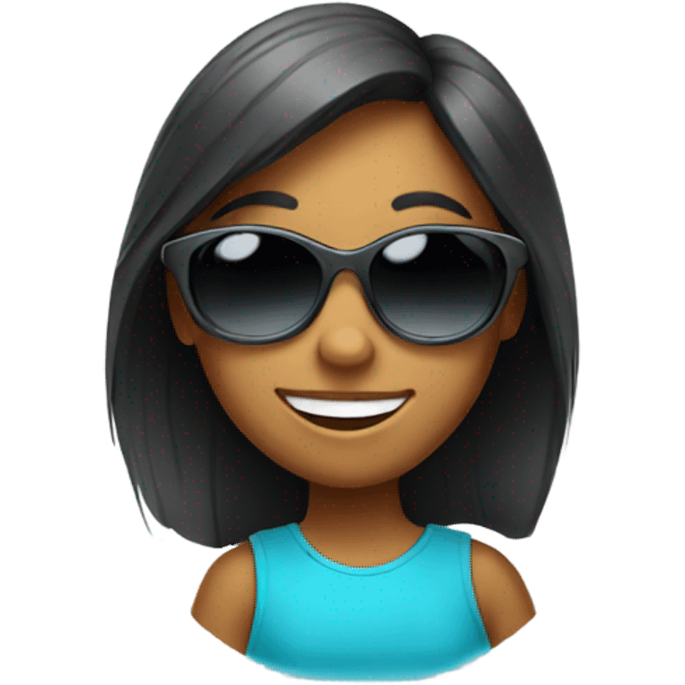 smiling girl with sunglasses emoji