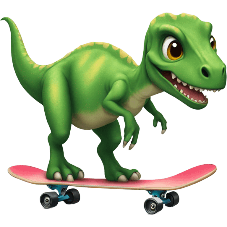 Dino using a skateboard  emoji