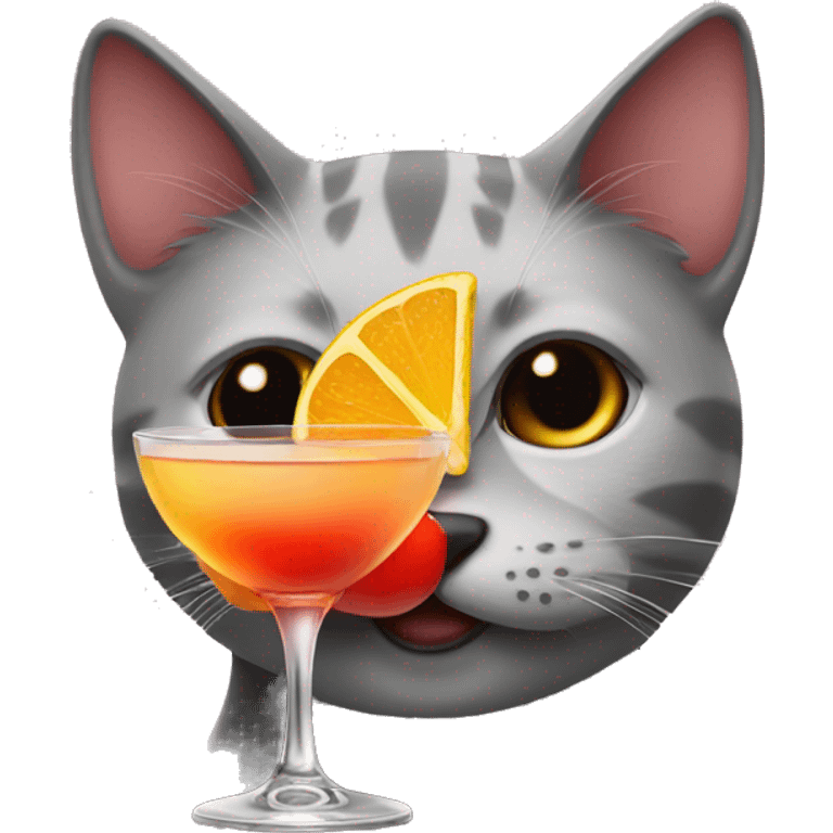 Cat drinking a cocktail emoji