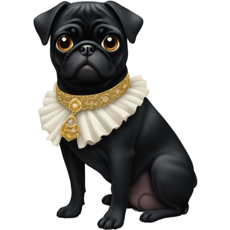 Black pug with famcy collar emoji