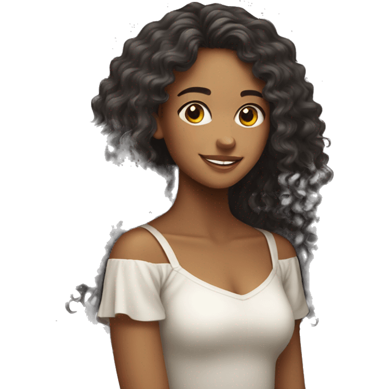 Brazilian young pretty women with a long curly hair  emoji