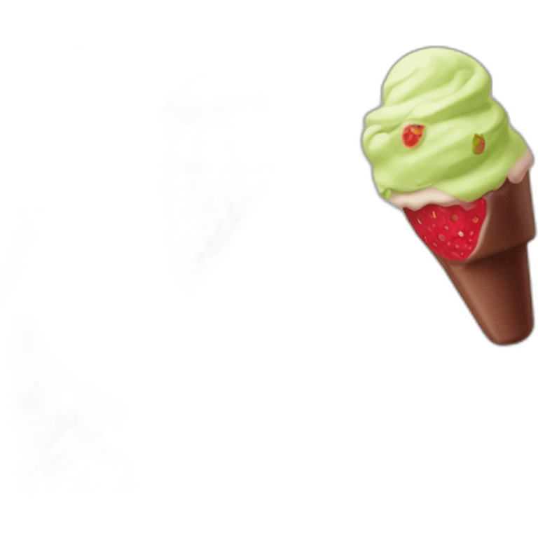 A strawberry chocolate vanilla and pistachio ice cream with a cherry on the top  emoji