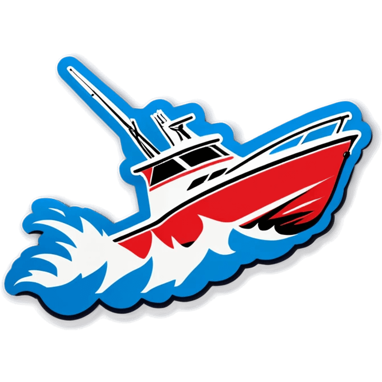 sport fishing boat over wave emoji