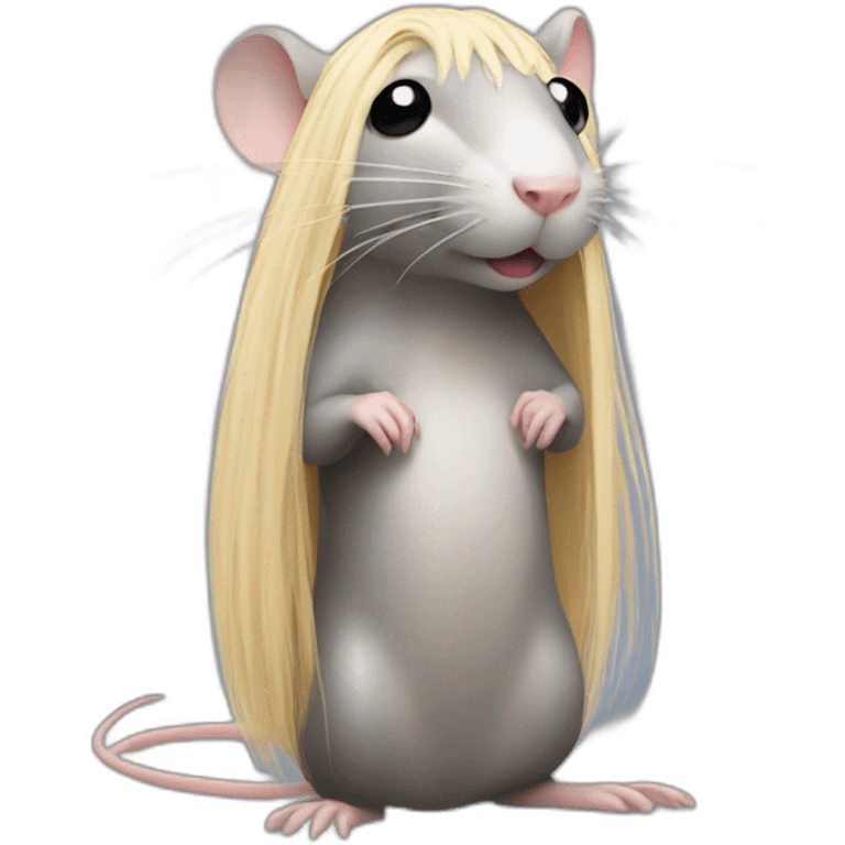 Rat standing up with long blond hair emoji