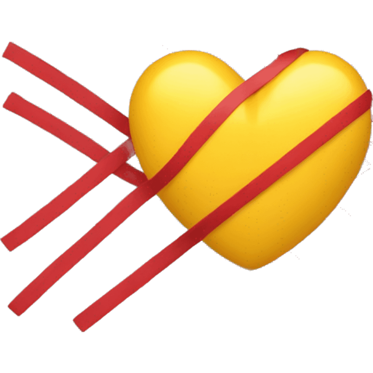 A heart with five yellow lines and 4 red lines intercalated emoji