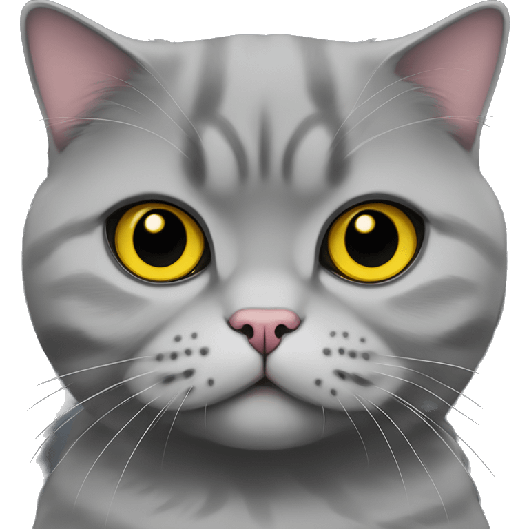 gray scottish fold cat with yellow eyes wearing a pink collar emoji