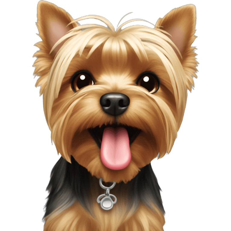 Yorkie with his tongue out emoji