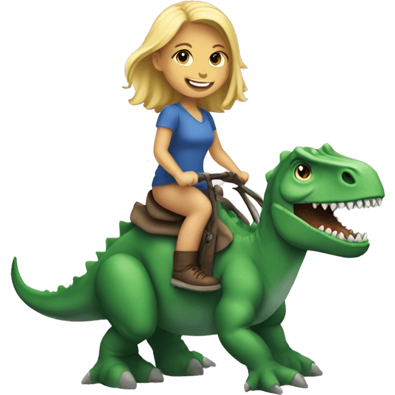 blonde girl riding a dinosaur emoji