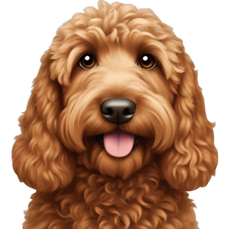 Mini red goldendoodle no collar  emoji