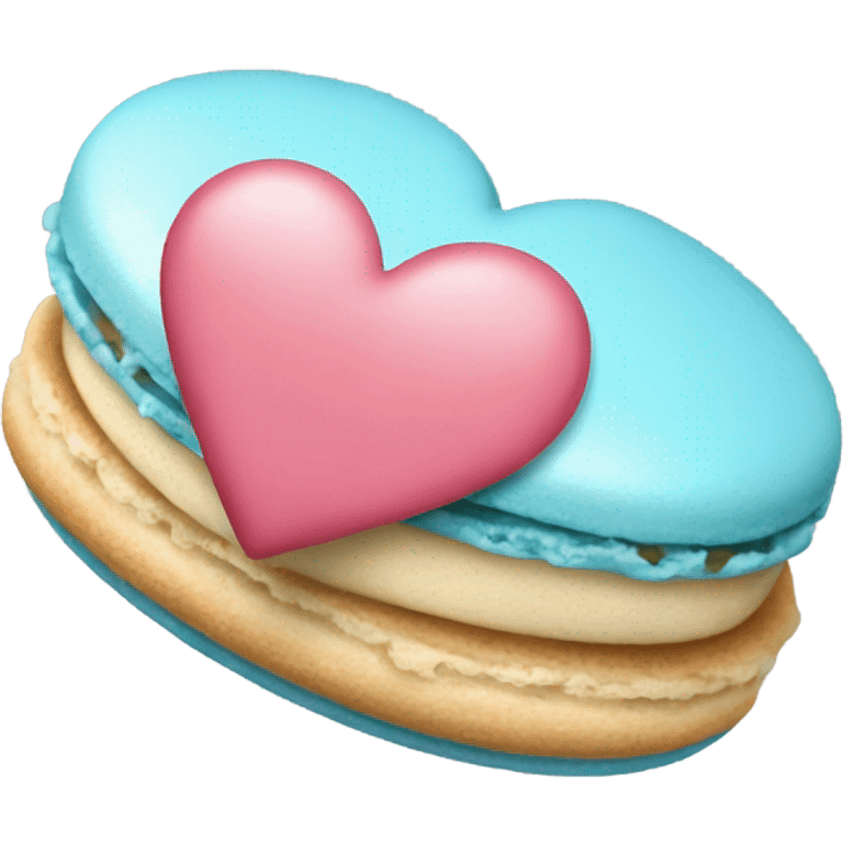 Light blue macaroon in shape of heart  emoji