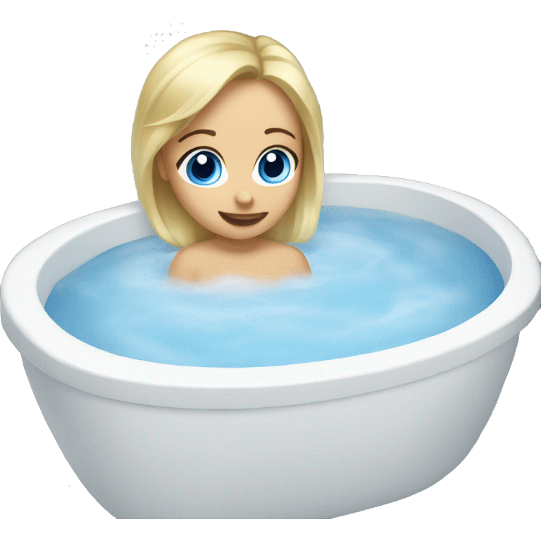 blonde blue eyes bath tub with buvvles emoji