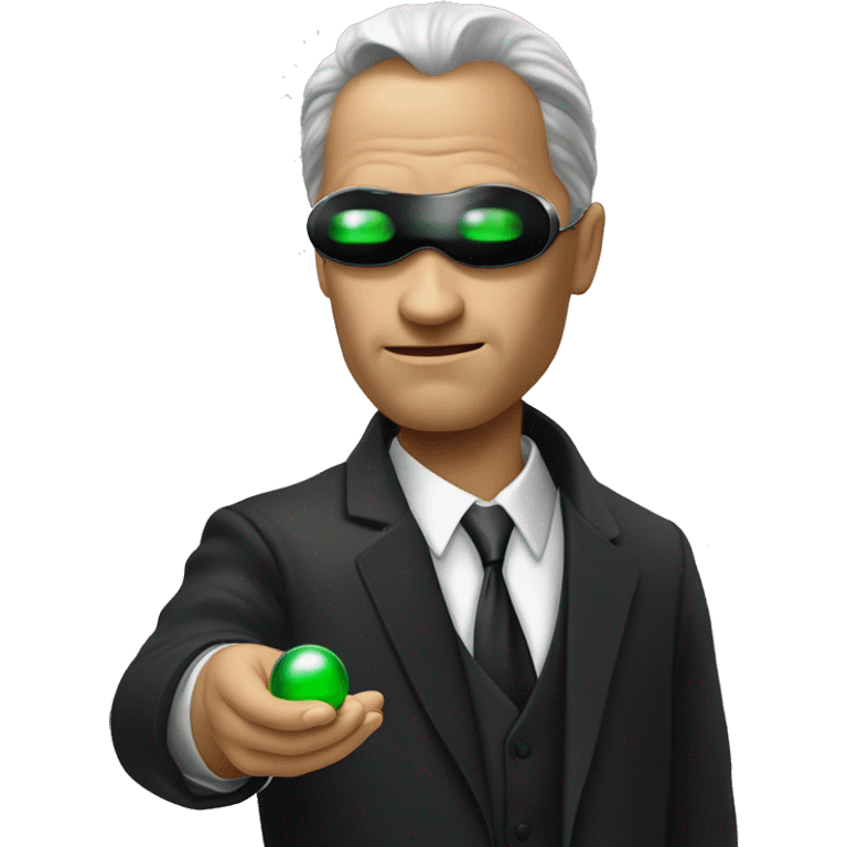 NEO,-the-matrix,-holding-red-pill,-one-glass-eye-has-green emoji