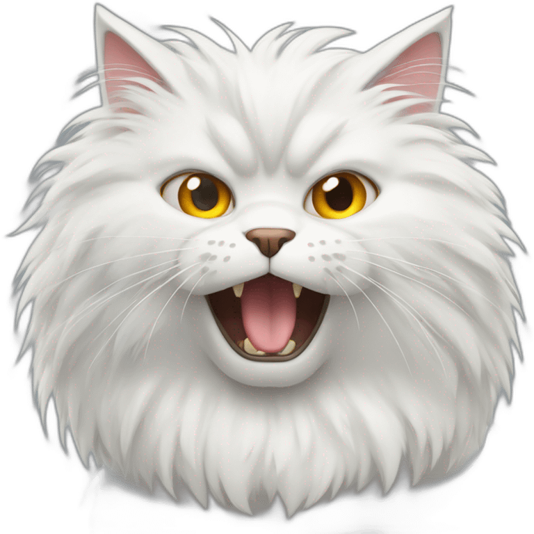 white angry fluffy cats with different eyes emoji