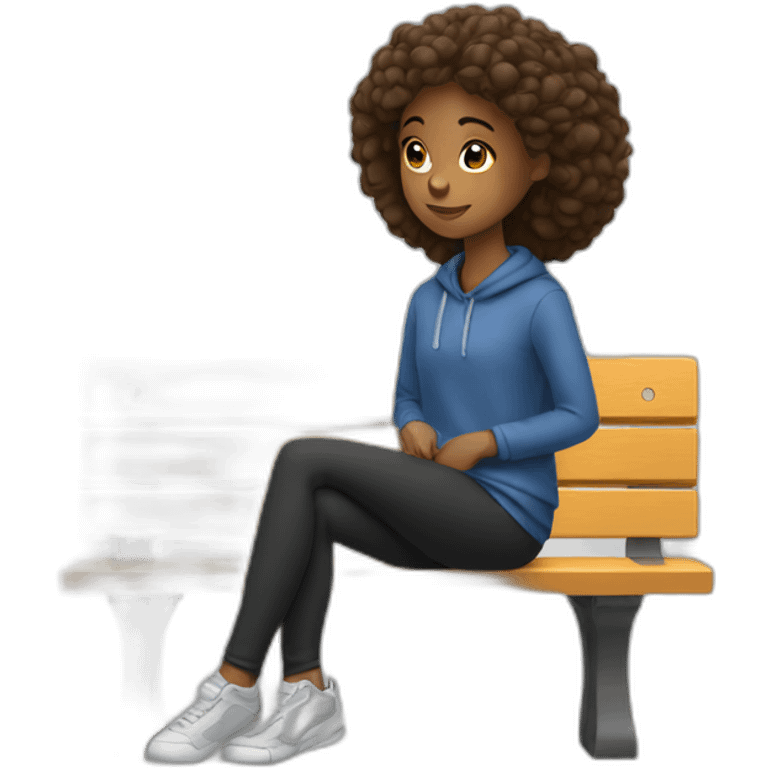 A girl sit on a bench emoji