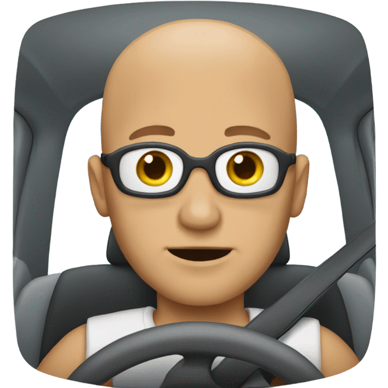 Bald man driving a car emoji