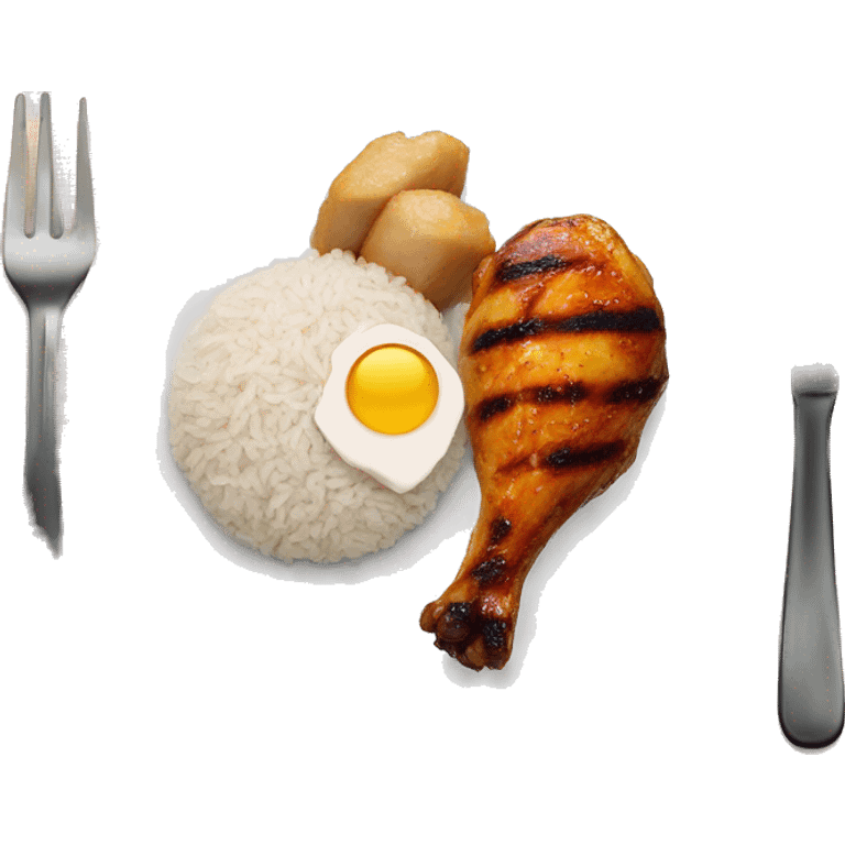 Plate, rice, grilled chicken  emoji