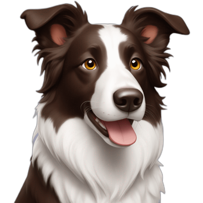 border collie chocolate white with freckles with erect ears emoji