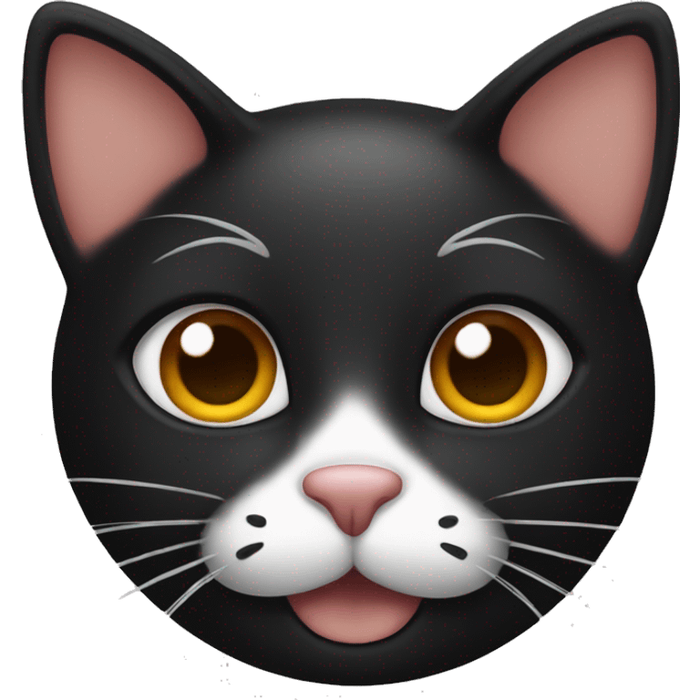 Black cat with brown eyes and hearts around emoji