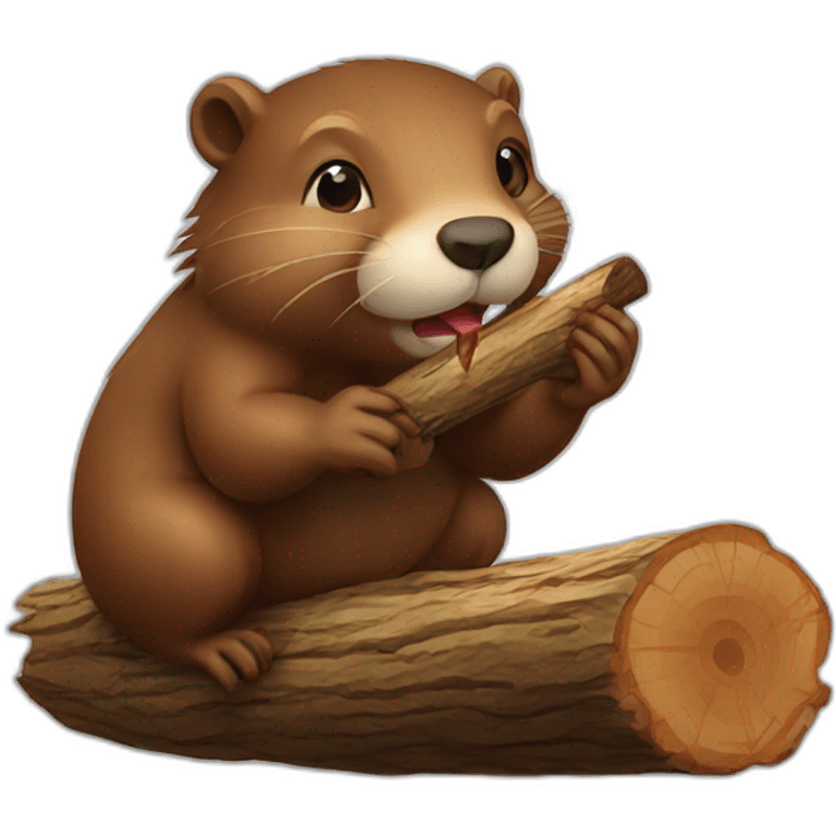 beaver eats log emoji