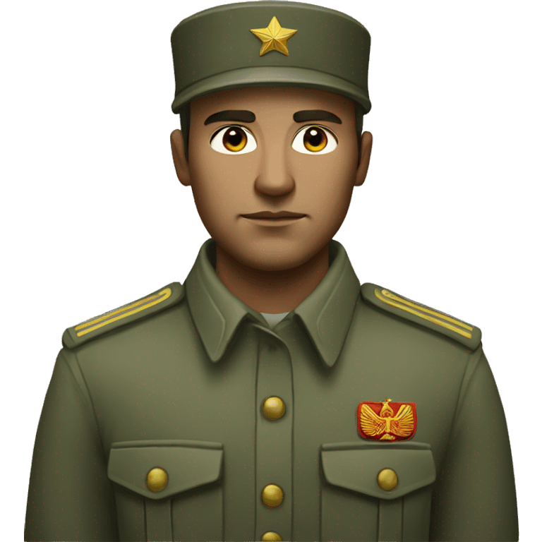 realistic ussr soldier serious with military takes emoji