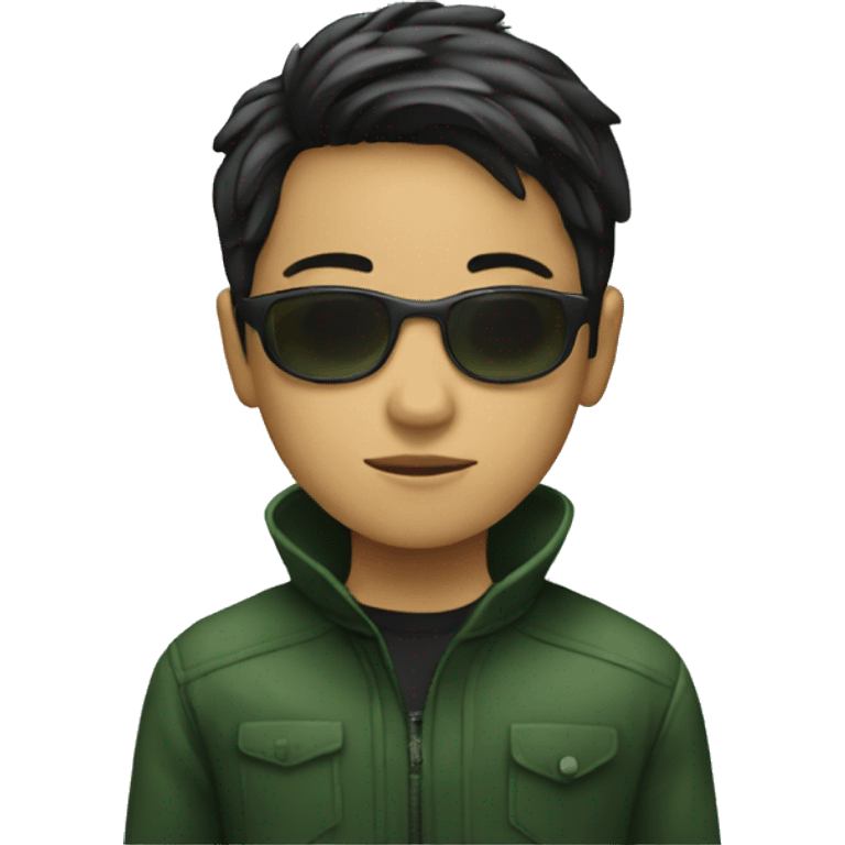 Boy stand in the matrix emoji