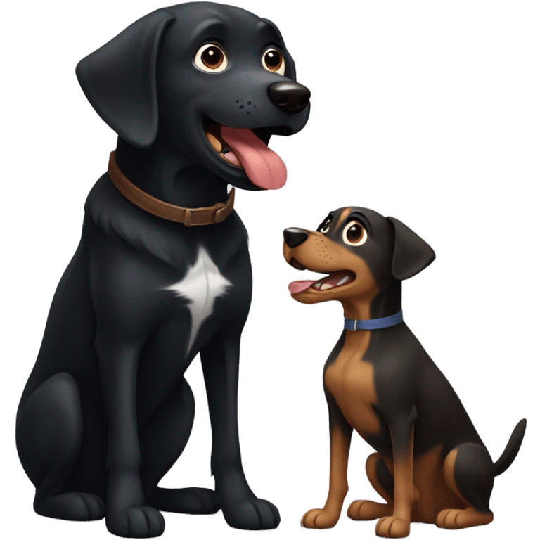 Black dog biting brown dog emoji