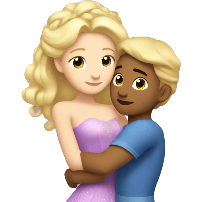 A princess with blonde hair hugs Aries emoji