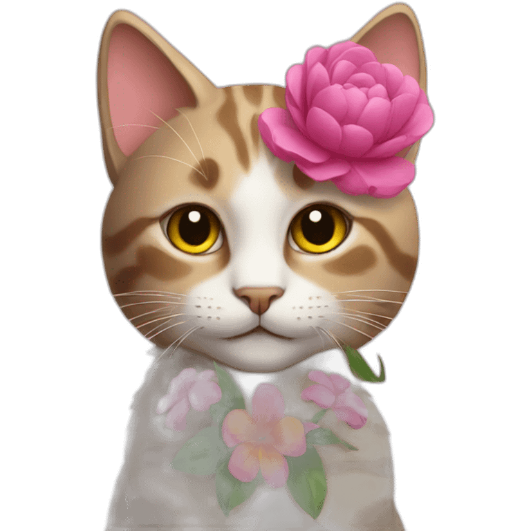 Cat with flower emoji