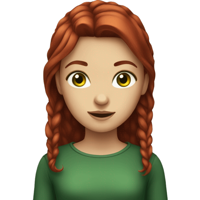 Girl with dark red hair and green eyes emoji