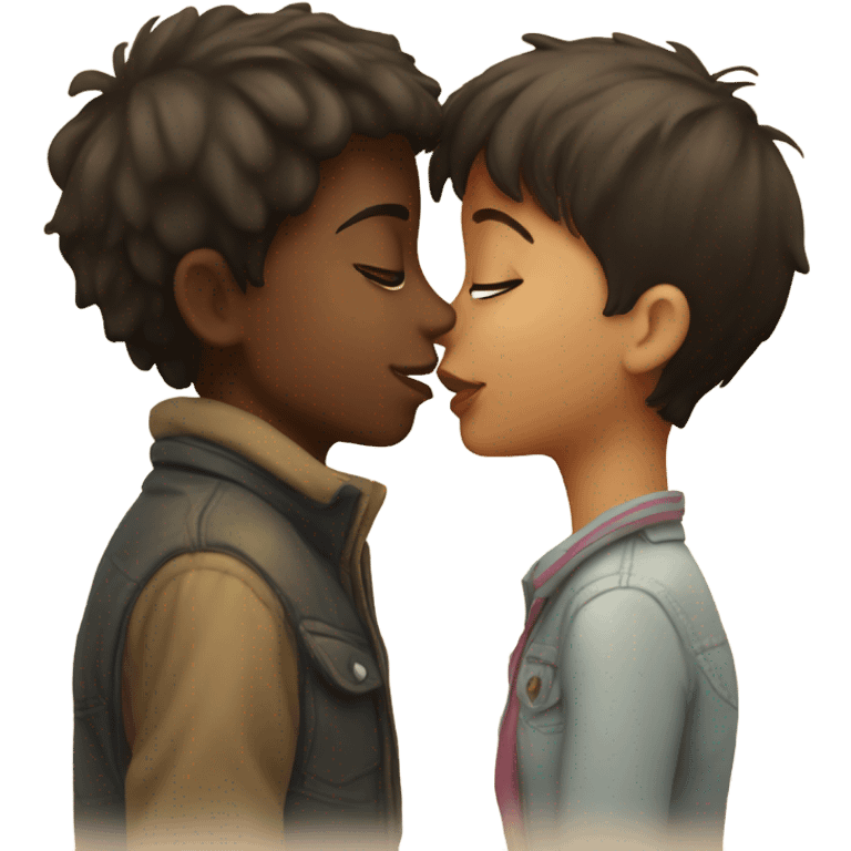 girl kissing boy on cheek emoji