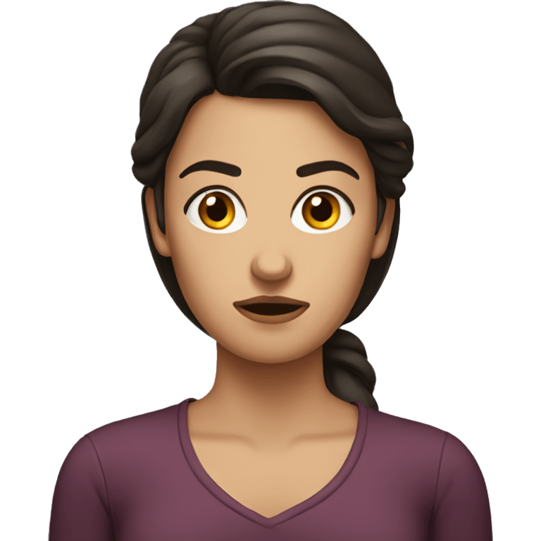 brunette women frowning  emoji