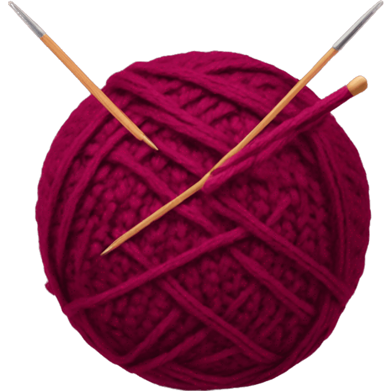 burgundy ball of thread with knitting needles emoji