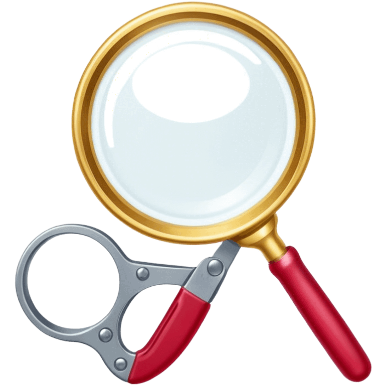 Jewelry art icon. A ring with a golden ruby through magnifying glass and pliers. Minimalistic style, clean lines, transparent background. emoji