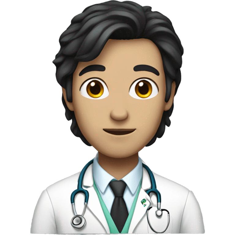 skinny, white doctor with shoulder length black hair emoji