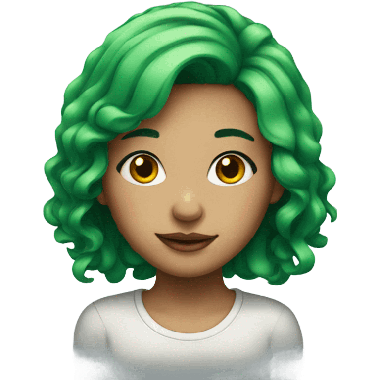 green haired girl portrait emoji