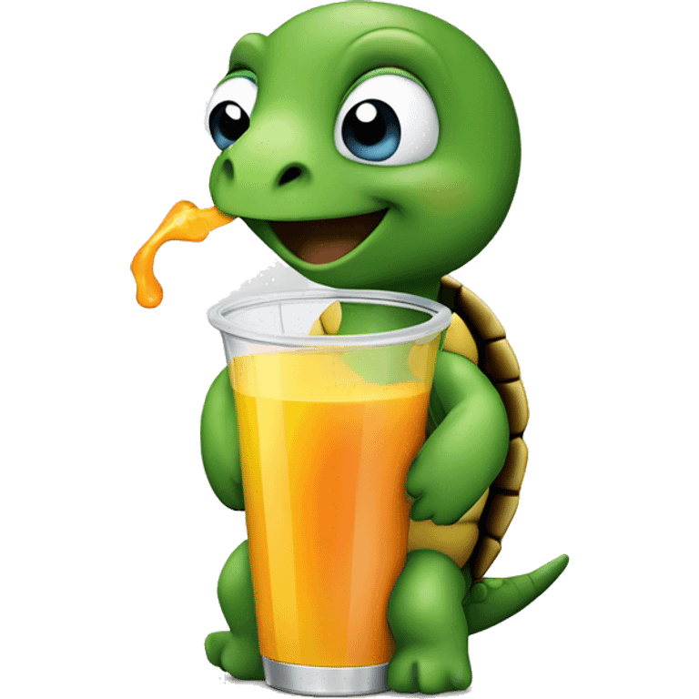 a turtle drinking a juice box emoji