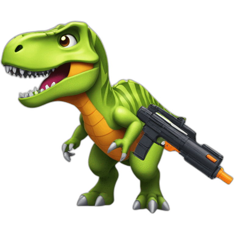 tyrannosaurus wuth nerf gun emoji