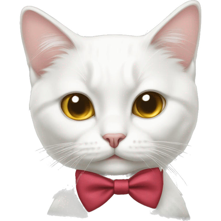 White cat wearing a bow tie  emoji