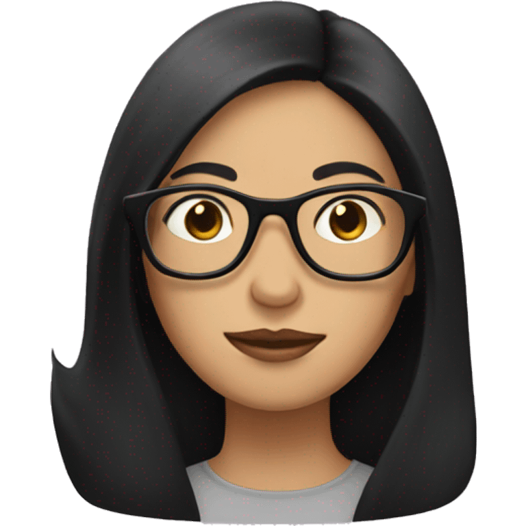 An emoji of a woman with long black hair, glasses, and almond-shaped eyes emoji