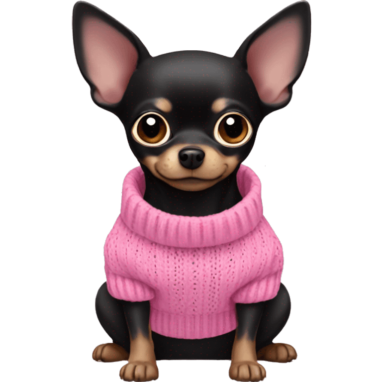 Black chihuahua in pink sweater emoji