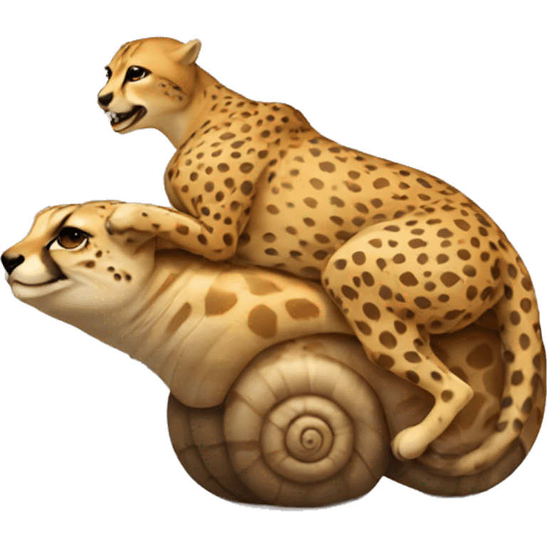 cheetah riding a snail emoji