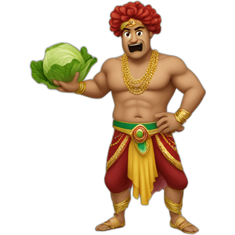 Angry belly dancer man holding a lettuce emoji