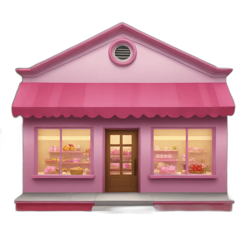 Grandma's store building with red and pink elements colors emoji