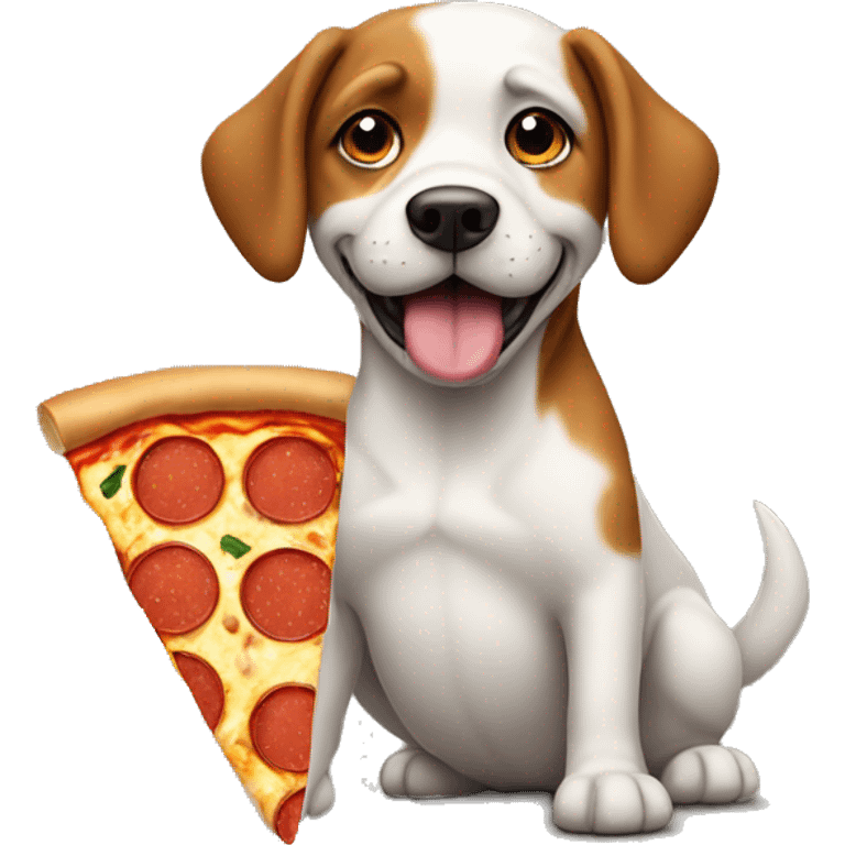 Cão a comer pizza  emoji