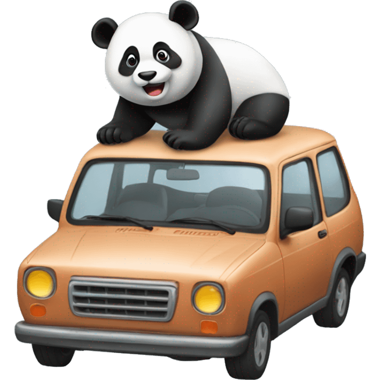 Panda on top of a car emoji